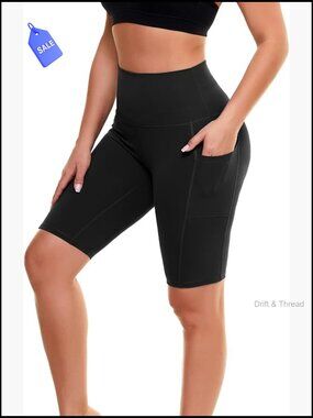 High Waisted Biker Shorts with Pockets for Workout Yoga Volleyball